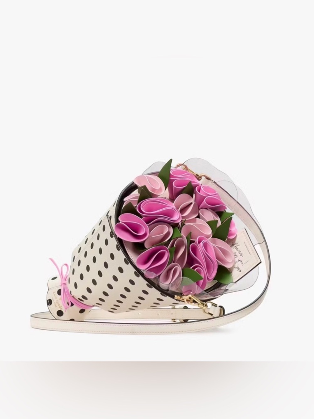 Rare novelty Kate Spade Flora 3D Flower Bouquet Polka Dots Crossbody Bag